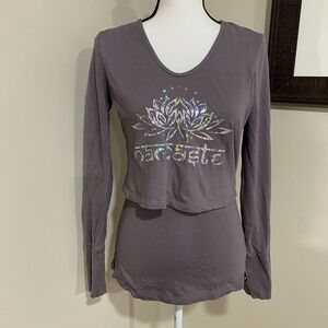 **SATVA* Gray Silver Namaste Long Sleeve Shirt Size Small